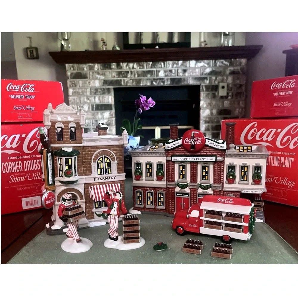 Dept 56 Snow Village COCA COLA Bundle~Plant, Drugstore, Delivery Truck & Men ***